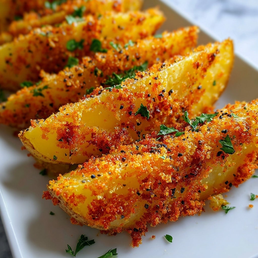 Baked Garlic Parmesan Potato Wedges Recipe - Recipe Image