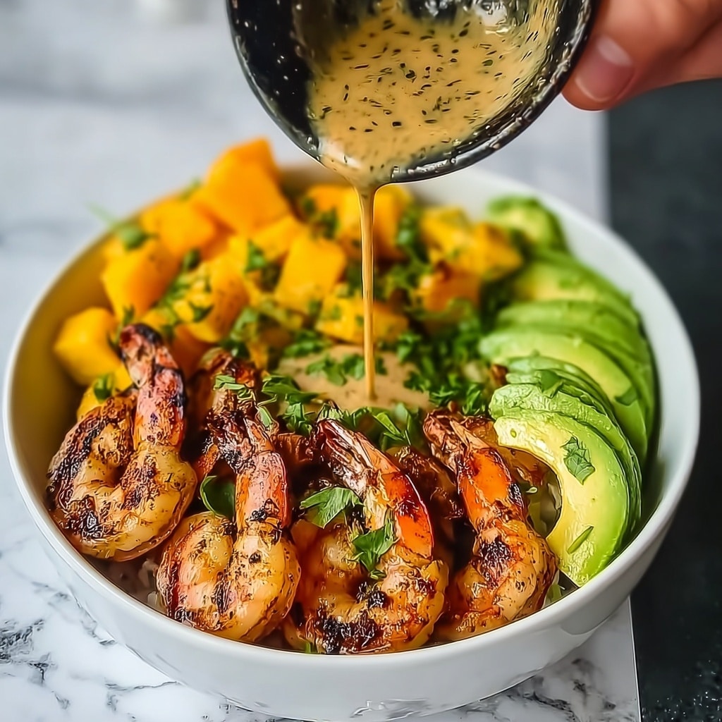Shrimp and Avocado Bowls with Mango Salsa & Lime-Chili Sauce Recipe - Recipe Image