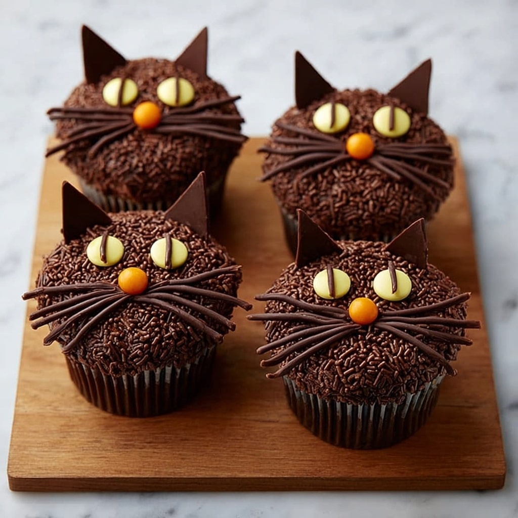 Non-Spooky Black Cat Cupcakes Recipe - Recipe Image