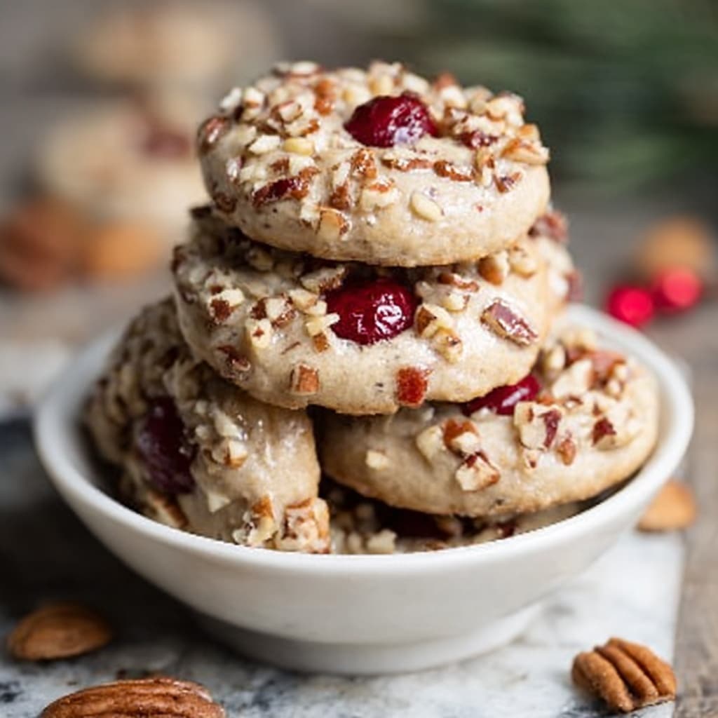 No-Bake Cranberry Pecan Praline Cookies Recipe - Recipe Image