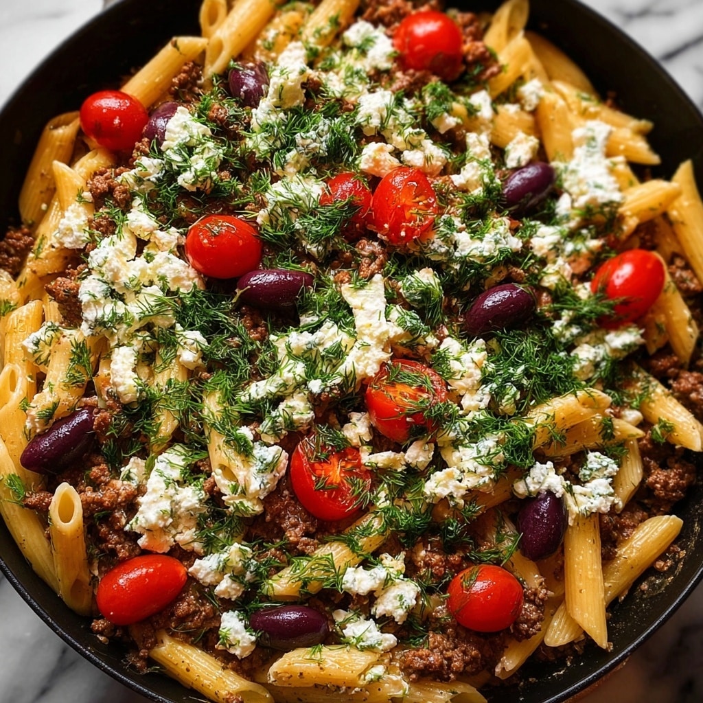 One-Pot Greek Gyro Pasta Bake Recipe - Recipe Image