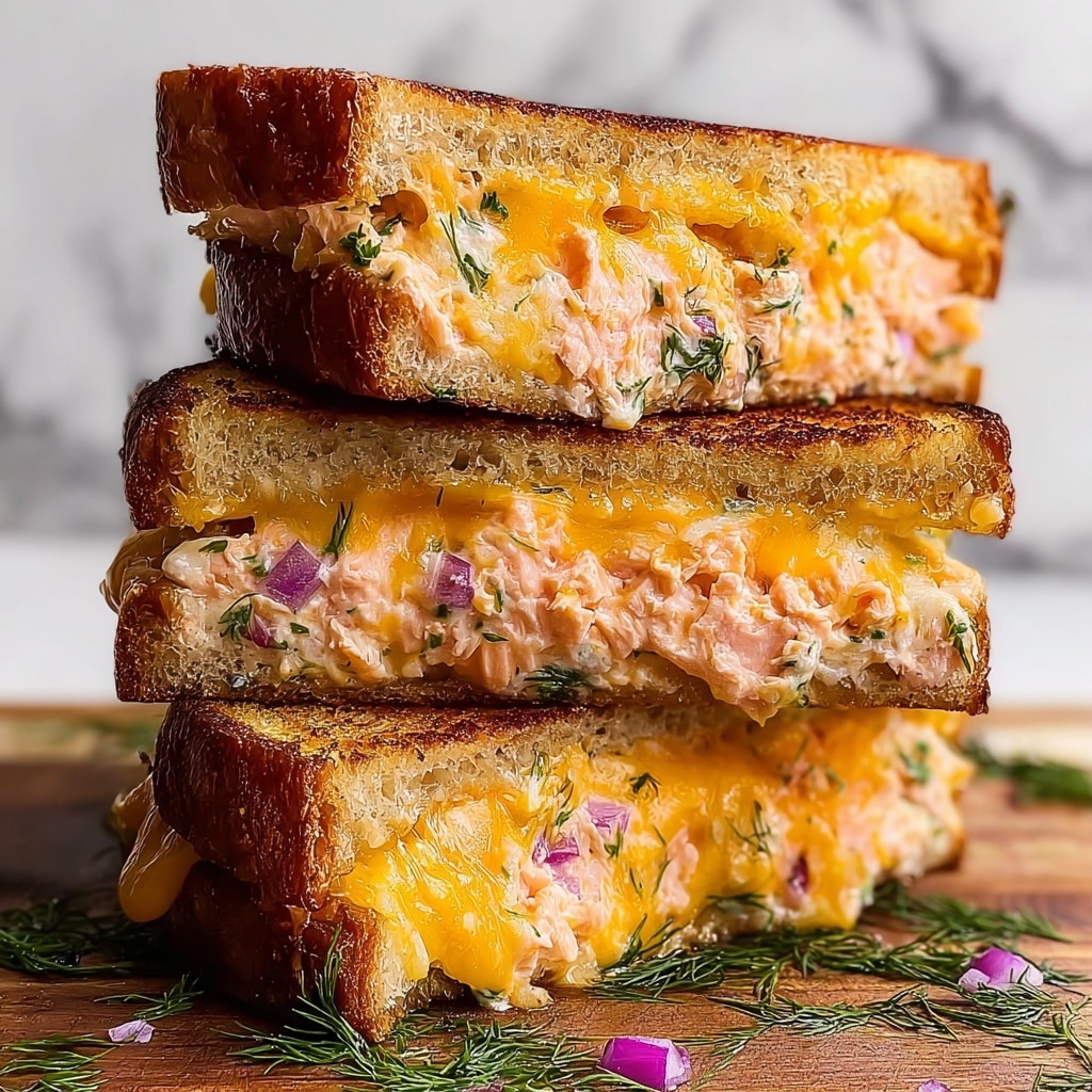 Salmon Grilled Cheese Sandwich with Red Onion and Dill Recipe - Recipe Image