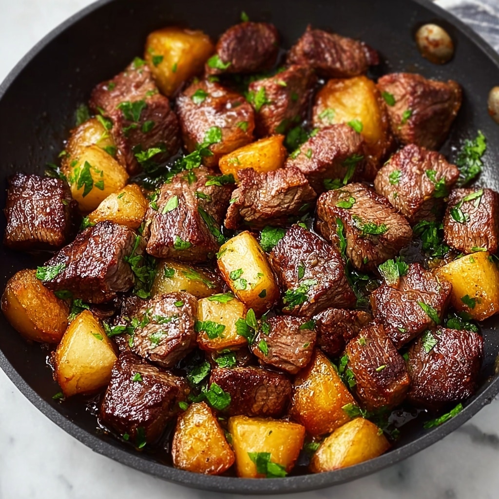 Garlic Butter Steak Bites and Potatoes Recipe - Recipe Image