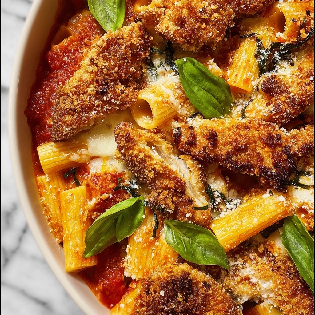 Chicken Parmesan Casserole with Penne Pasta Recipe - Recipe Image