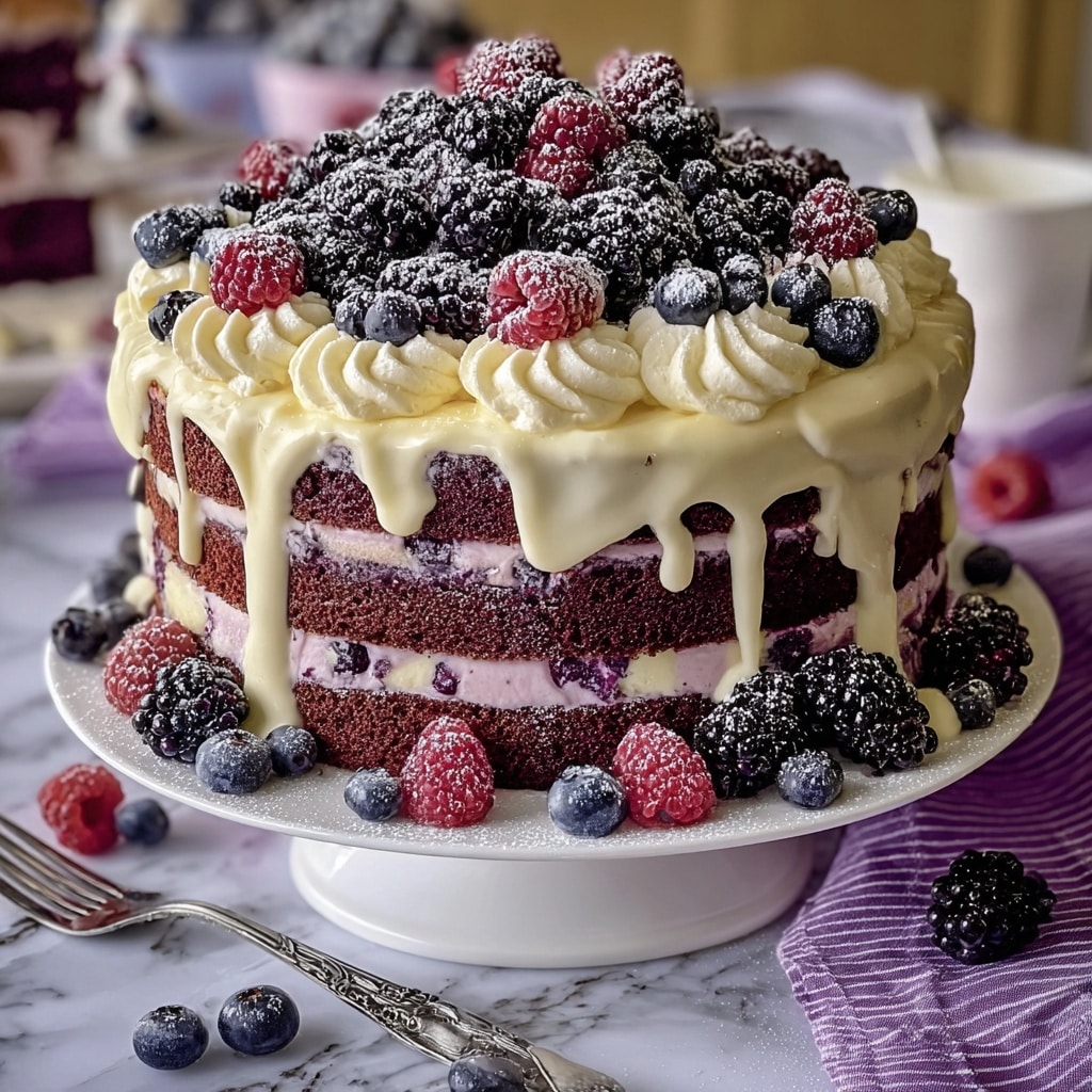 White Chocolate Blackberry Poke Cake Recipe - Recipe Image