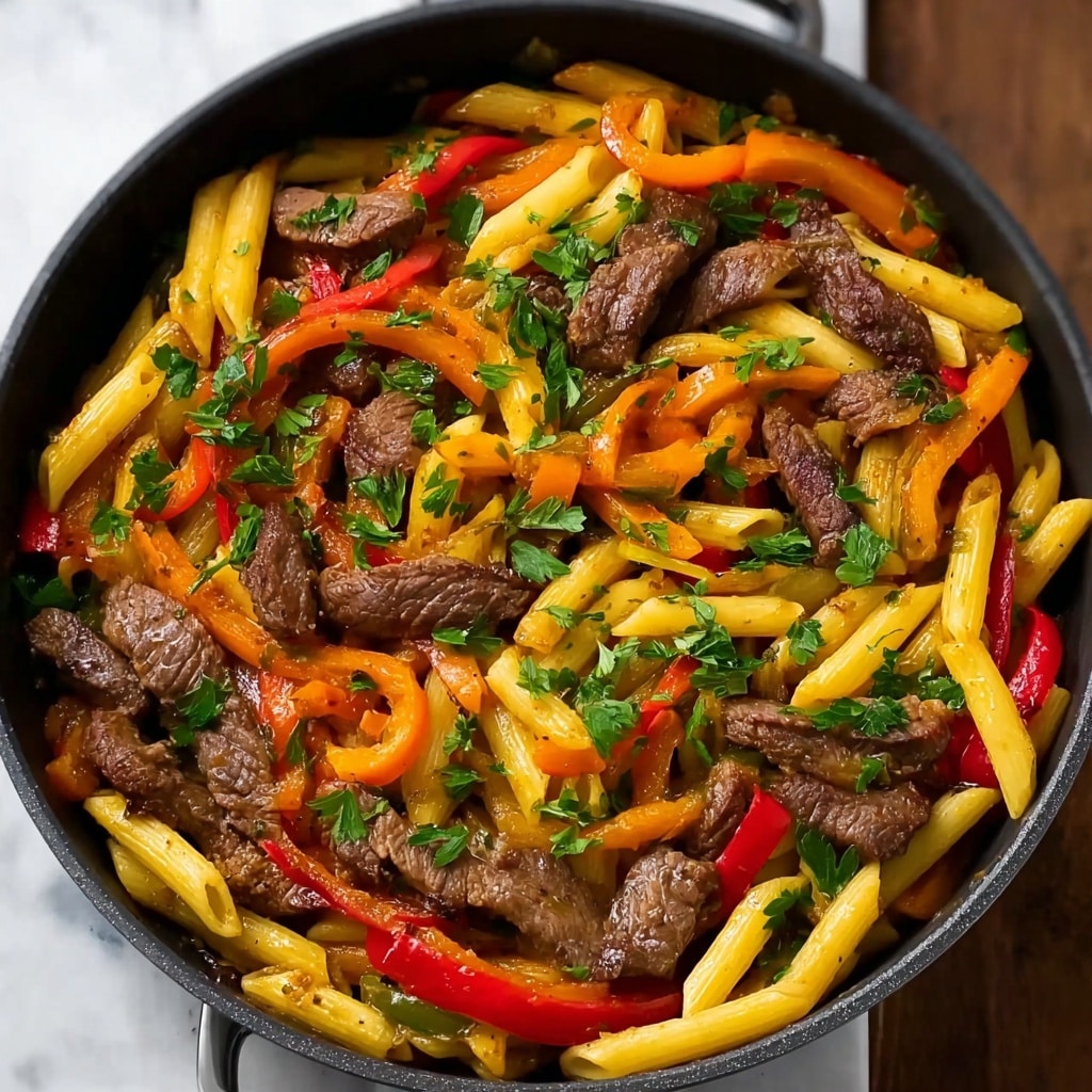 One Pot Zesty Steak Pasta Recipe - Recipe Image