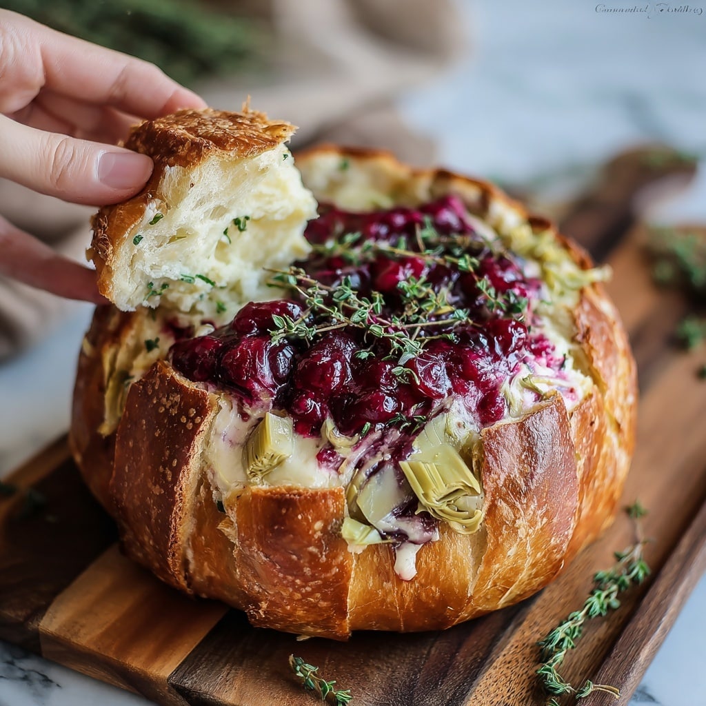 Baked Cranberry Brie Bread Bowl Recipe - Recipe Image