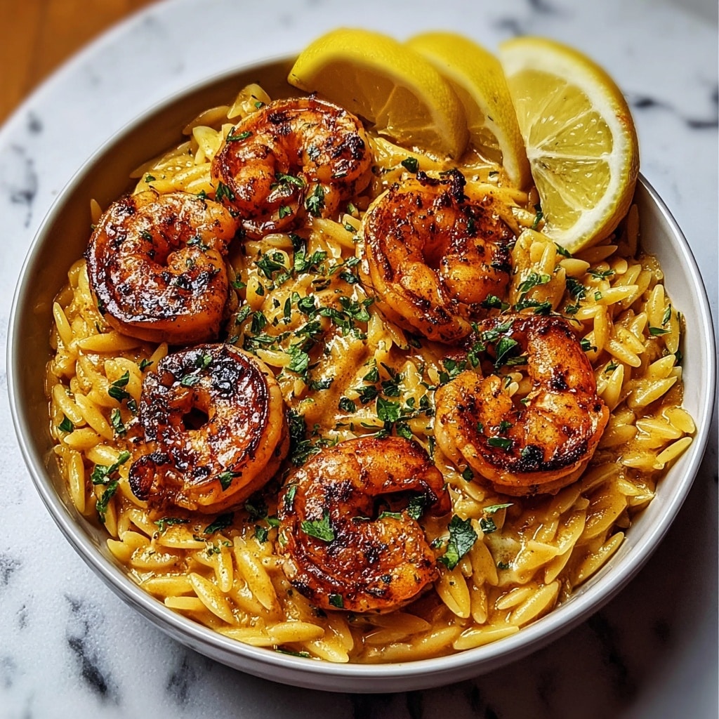 Shrimp Orzo with Lemon Garlic Sauce Recipe - Recipe Image