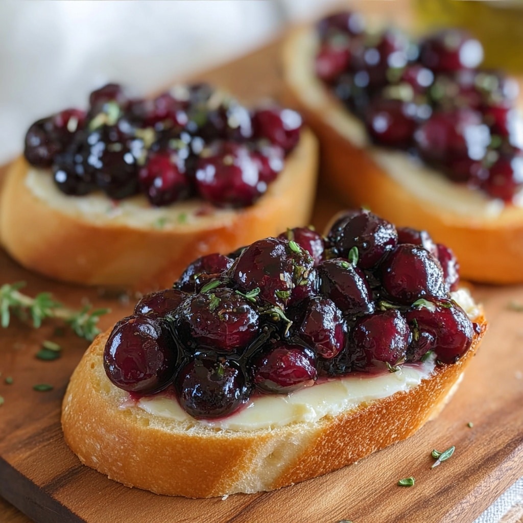 Crispy Crostini with Balsamic Roasted Cranberries and Creamy Brie Recipe - Recipe Image