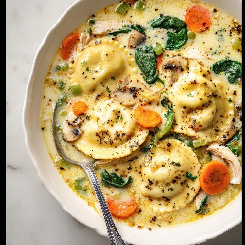 Creamy Spinach Tortellini Soup with Chicken Recipe - Recipe Image