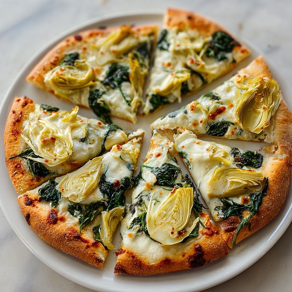 High Protein Spinach Artichoke Pizza Recipe - Recipe Image