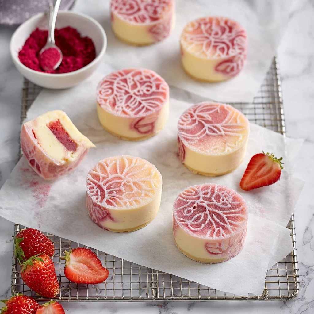 Strawberry Speckled Snow Skin Mooncakes Recipe - Recipe Image