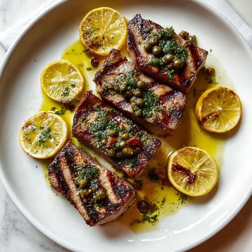Seared Tuna Steaks with Lemon, Caper, and Parsley Butter Recipe