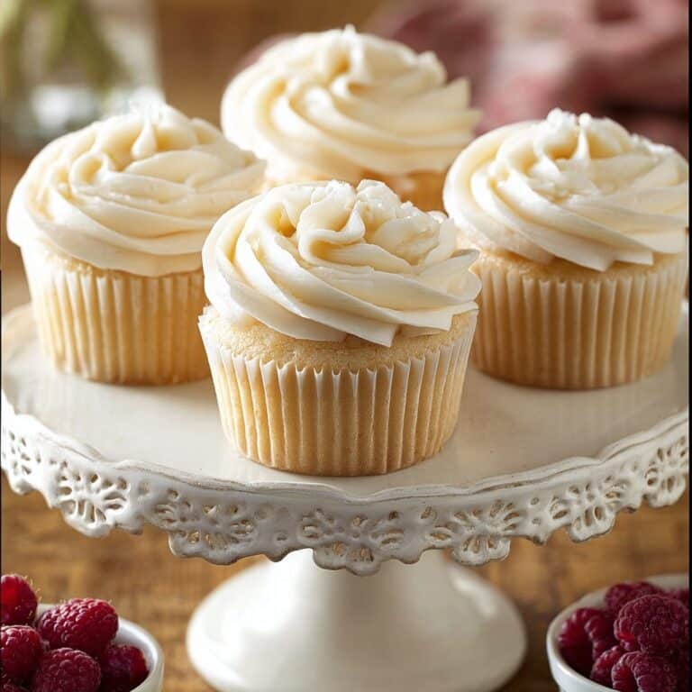 Almond Wedding Cake Cupcakes with Raspberry Filling Recipe