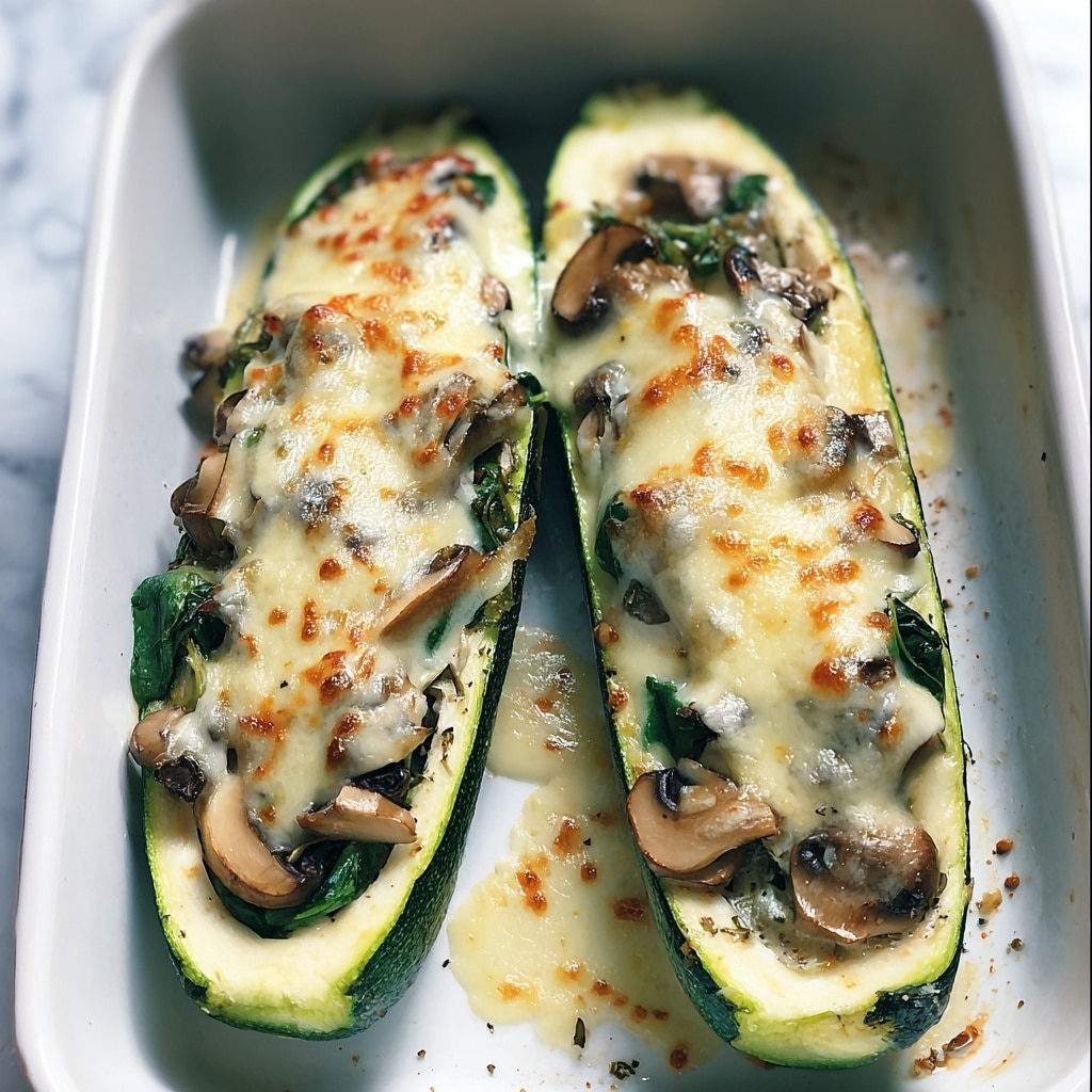 Spinach, Mushroom, and Ricotta Stuffed Zucchini Recipe
