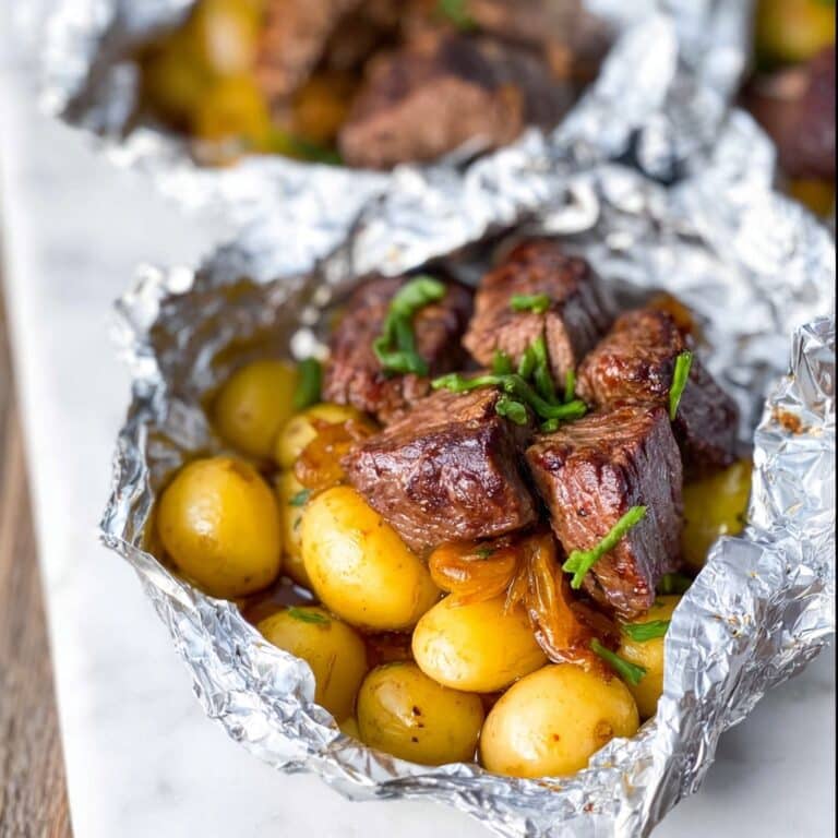 Garlic Butter Steak and Potato Foil Packets Recipe