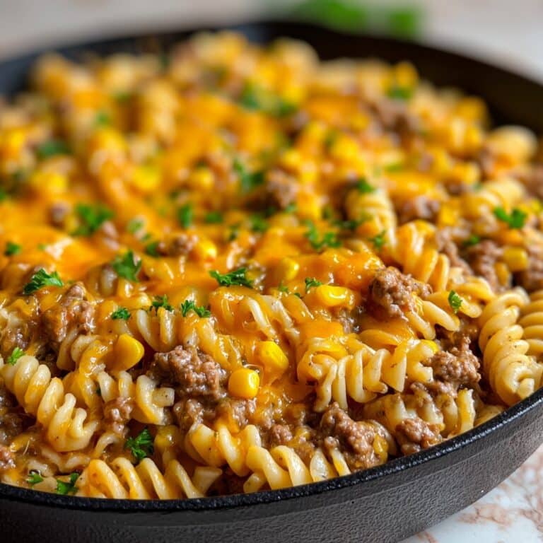 Loaded Cheddar Ranch Beef and Sweet Corn Rotini Bake Recipe