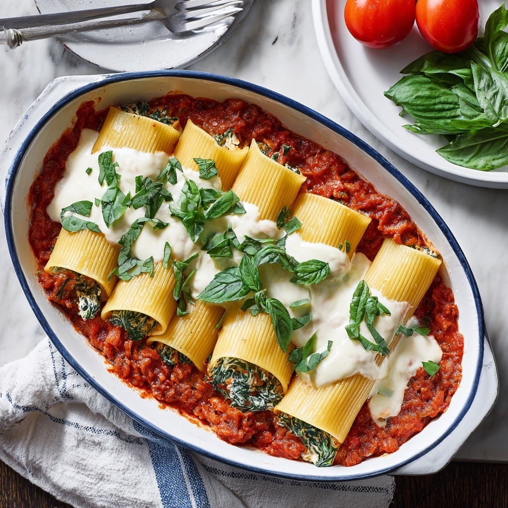 Spinach and Ricotta Stuffed Manicotti Recipe - Recipe Image