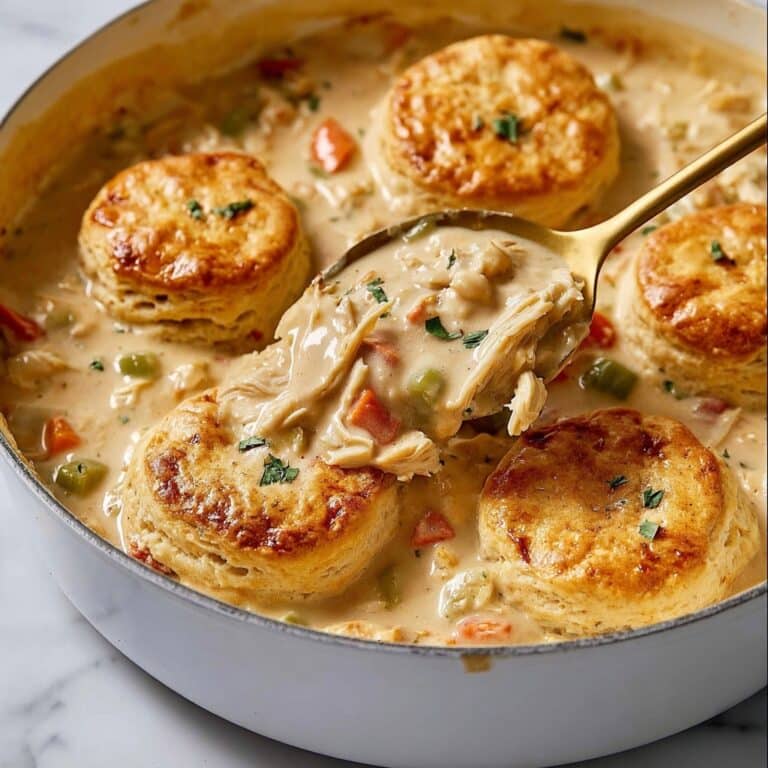 Skillet Chicken Pot Pie with Parmesan Herb Butter Biscuits Recipe