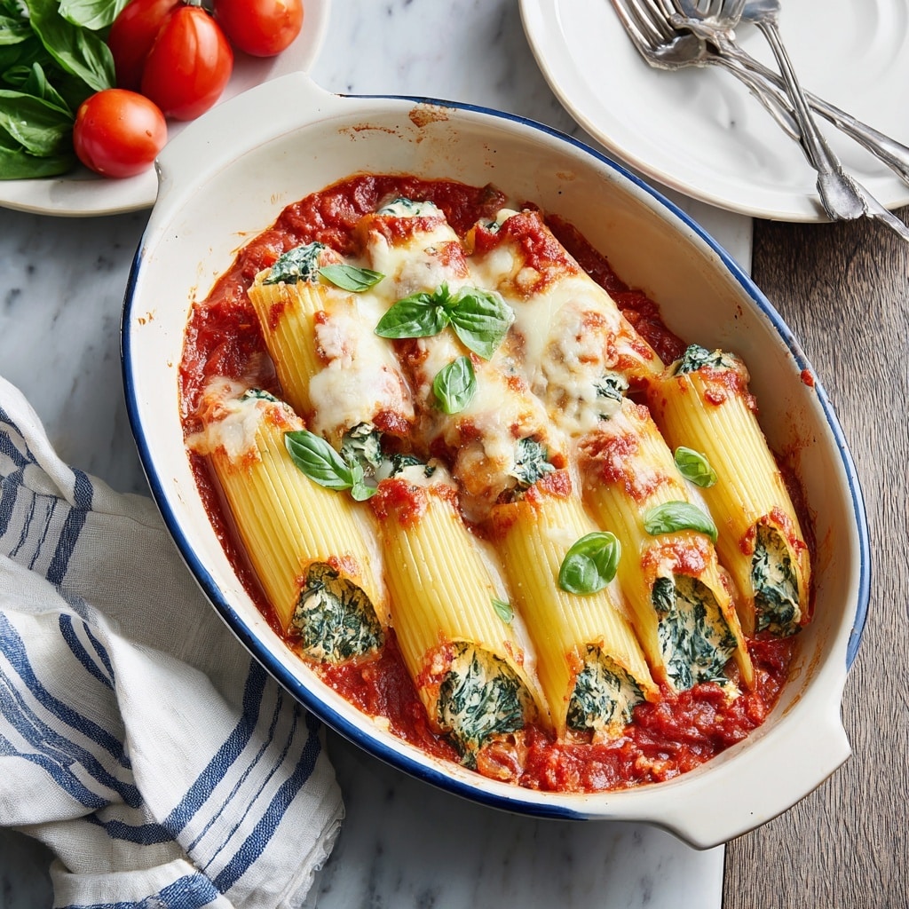 Spinach and Ricotta Stuffed Manicotti Recipe