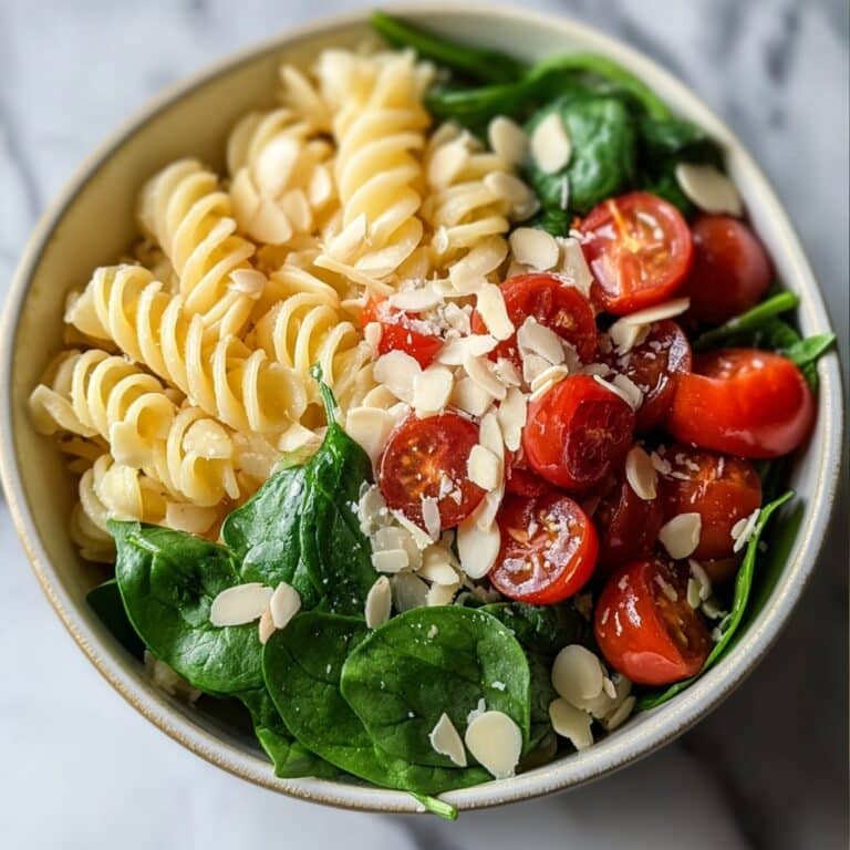 Crispy Spinach Pasta Salad with Feta & Tangy Cranberries