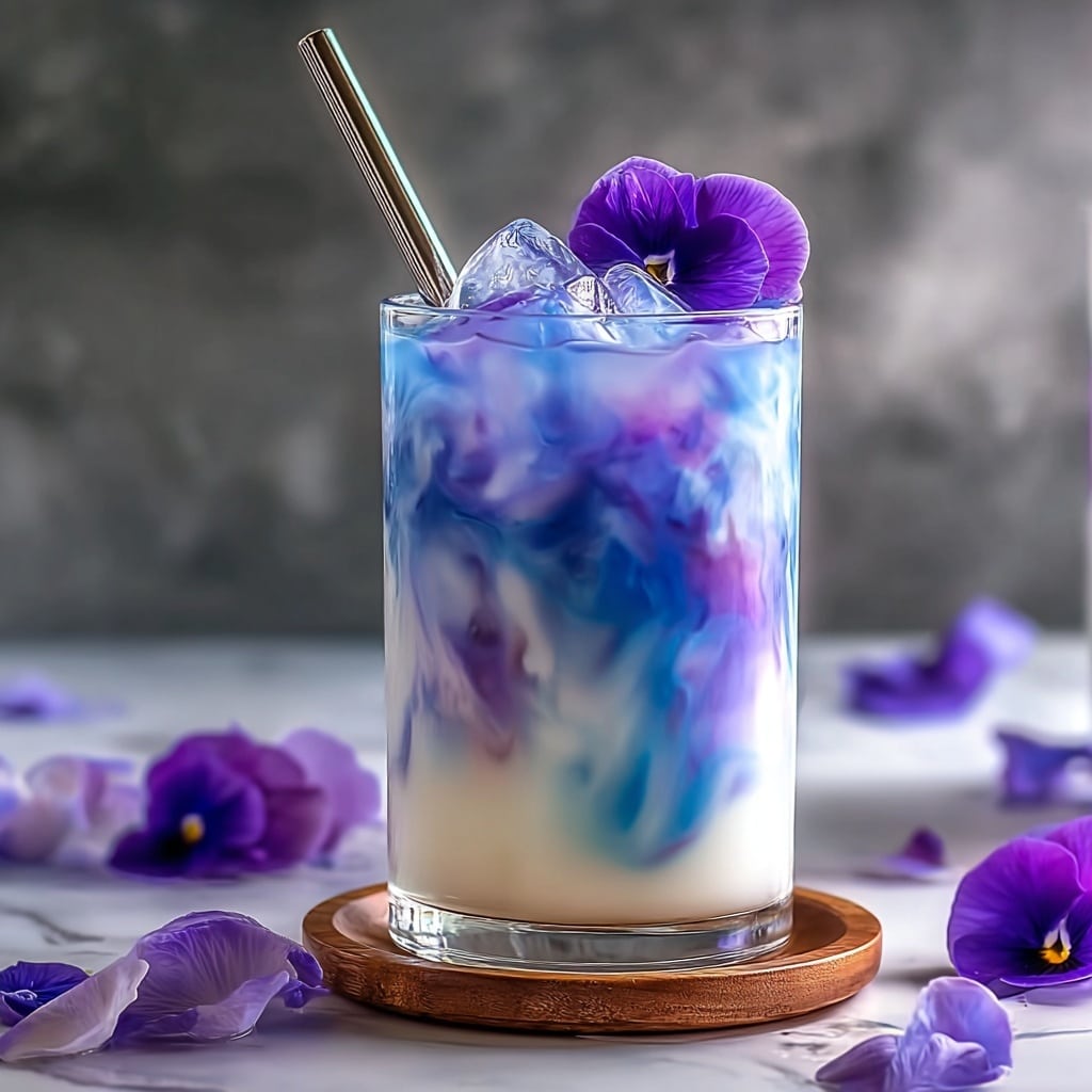 Iced Butterfly Pea Flower Tea Latte Recipe - Recipe Image
