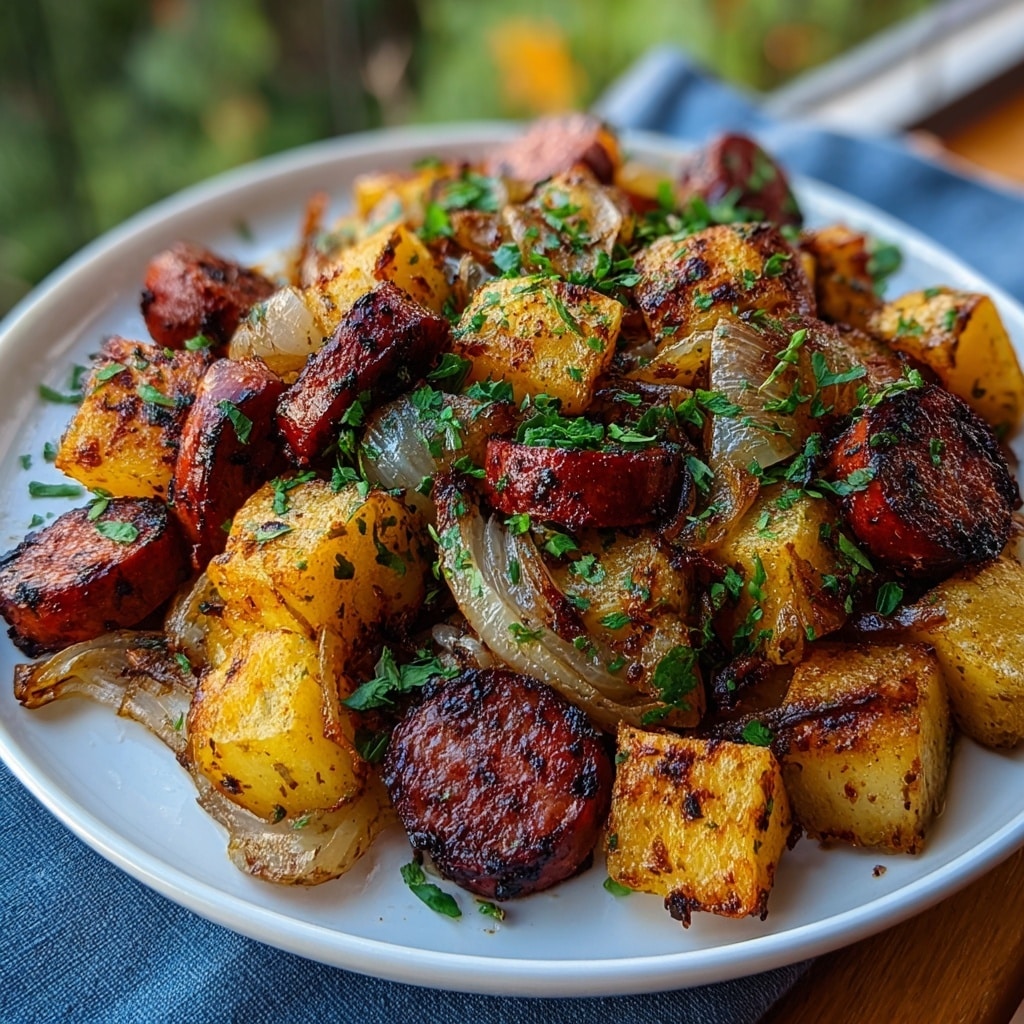 Fried Potatoes with Onion and Smoked Polish Sausage Recipe - Recipe Image