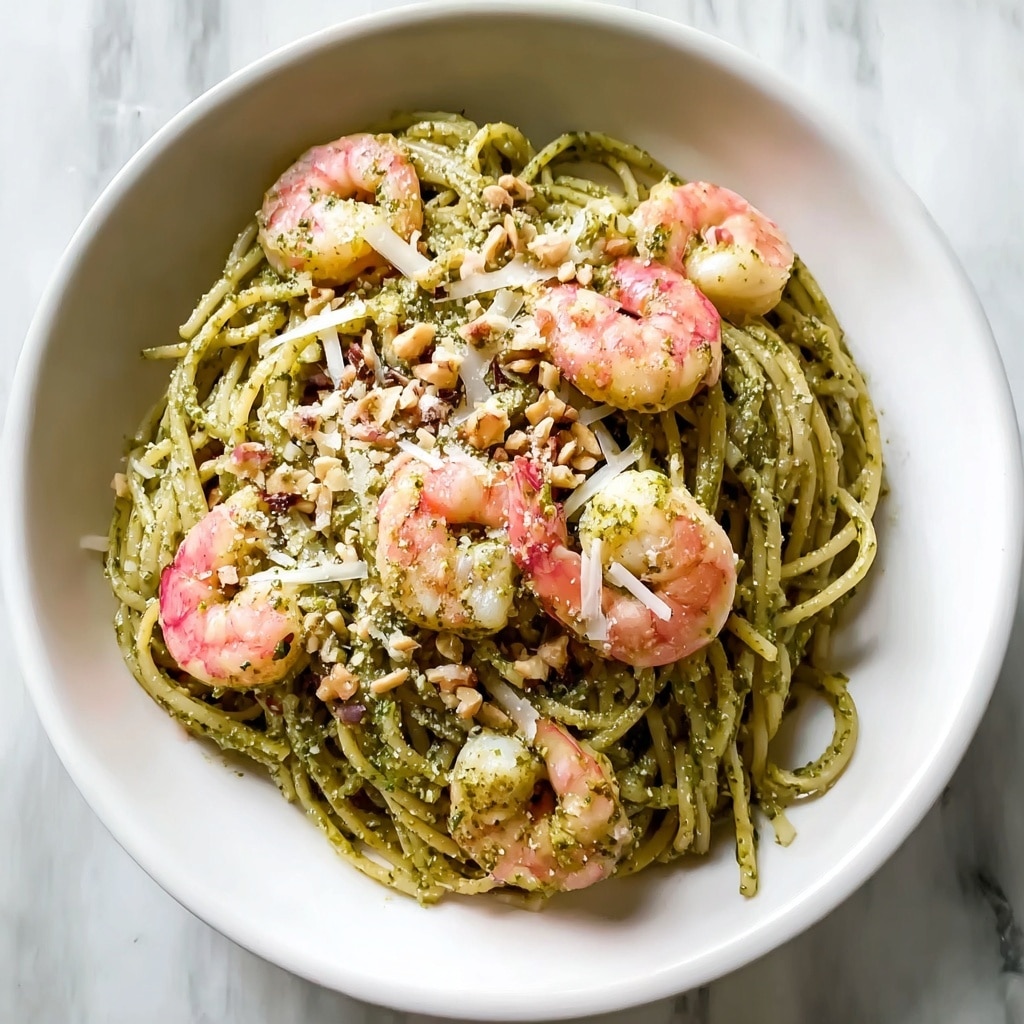Easy & Creamy Pistachio Pesto Pasta with Shrimp Recipe