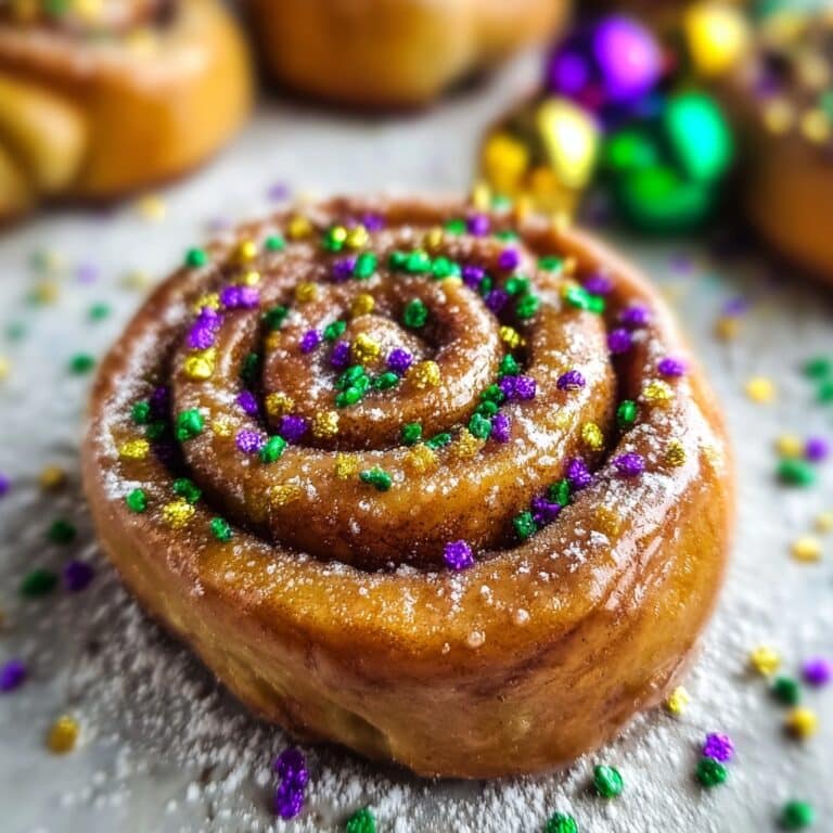 Easy Mardi Gras Cinnamon Rolls with Two Ingredient Dough Magic Recipe