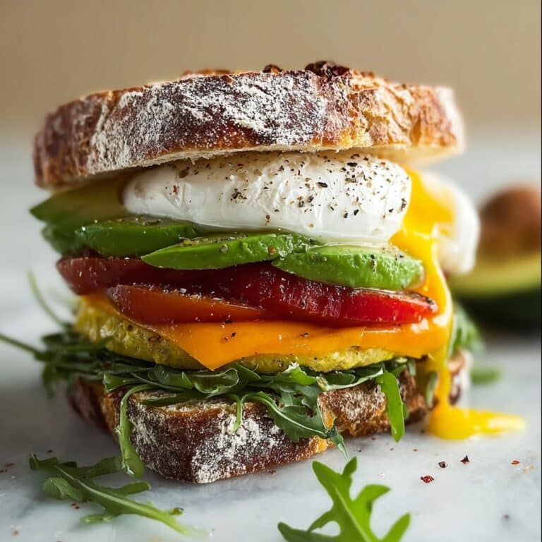 Avocado Breakfast Sandwich with Eggs, Bacon, and Cheddar Recipe