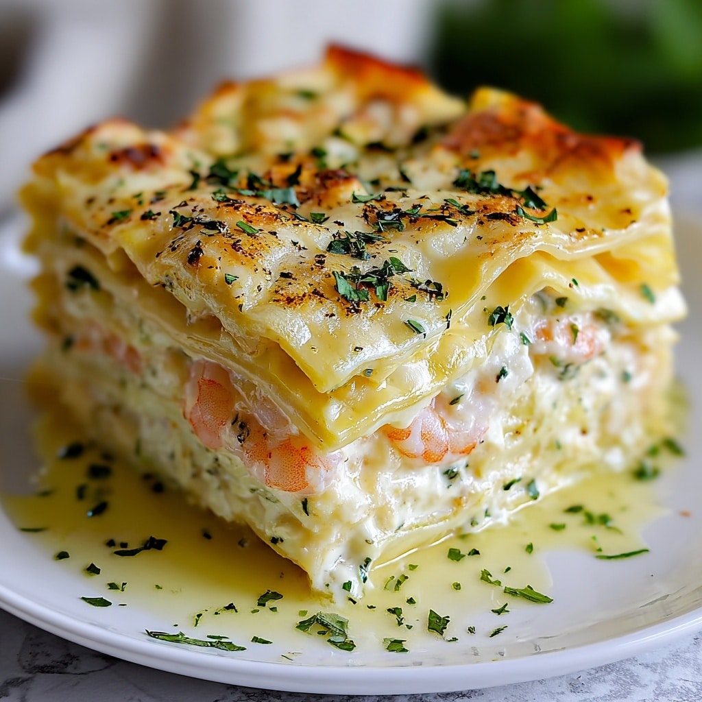 Garlic Butter Shrimp Scampi Lasagna Recipe - Recipe Image
