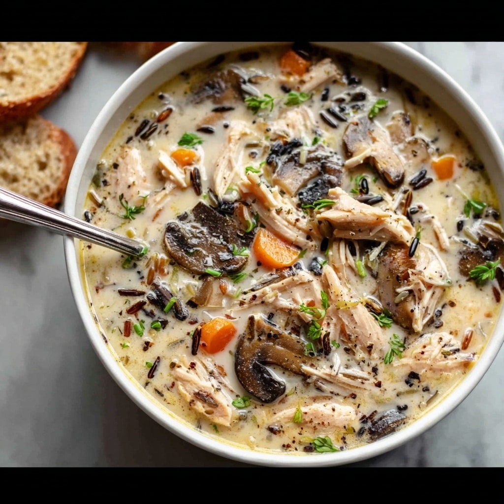 Creamy Mushroom Chicken and Wild Rice Soup Recipe - Recipe Image
