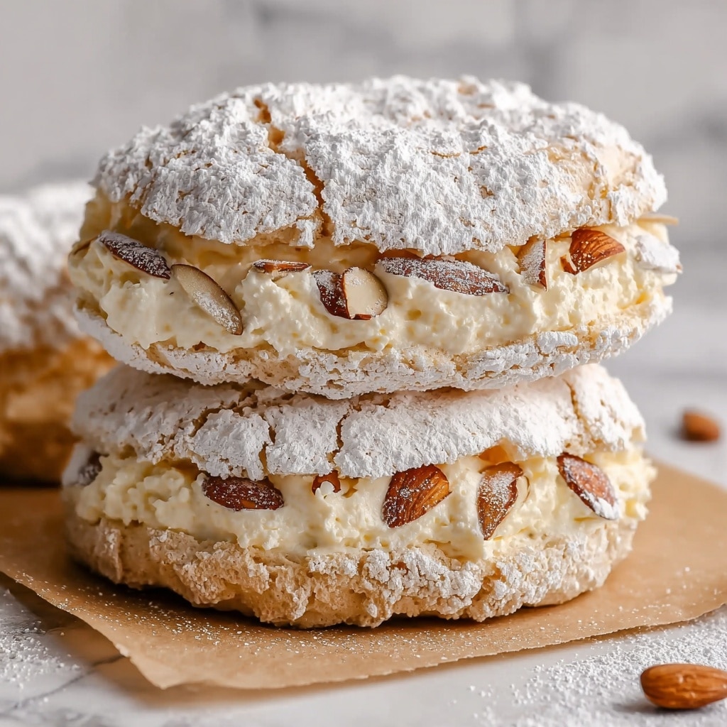 Almond Dacquoise Cream Clouds – Elegant French Cookies Recipe - Recipe Image