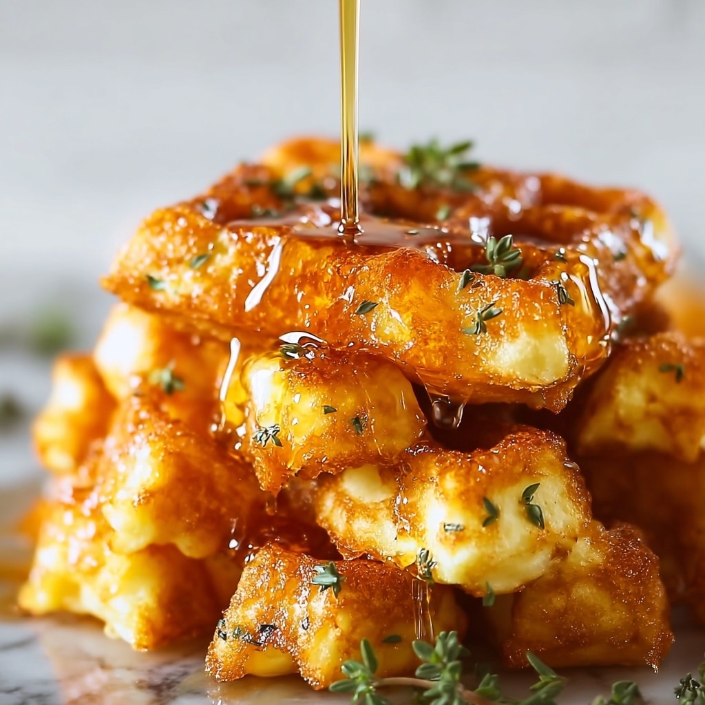 Cornbread Waffle Bites with Smoked Gouda and Honey Recipe - Recipe Image