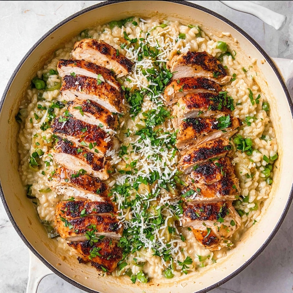 Creamy Parmesan Orzo with Chicken and Asparagus Recipe - Recipe Image