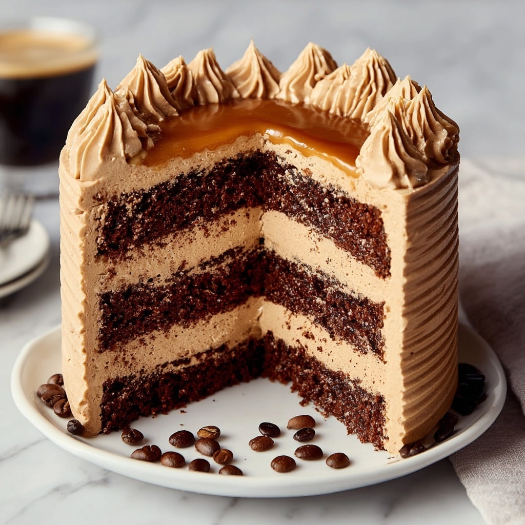 Decadent Caramel Latte Cake with Coffee Buttercream Recipe - Recipe Image