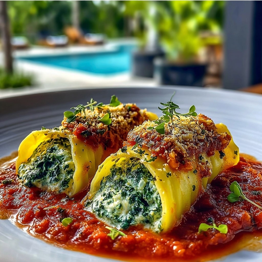Spinach and Ricotta Stuffed Manicotti Recipe - Recipe Image