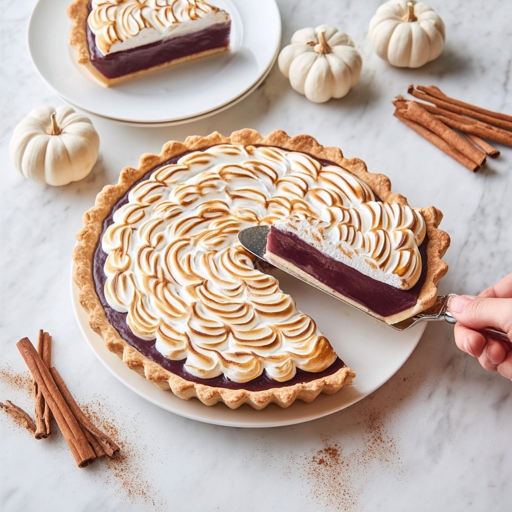 Purple Sweet Potato Pie with Swiss Meringue Topping Recipe - Recipe Image