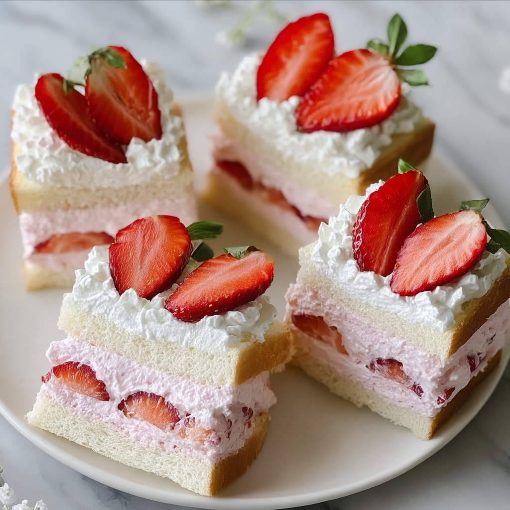 Strawberry Cream Cheese Tea Sandwiches with Fresh Fruit and Mint Recipe - Recipe Image