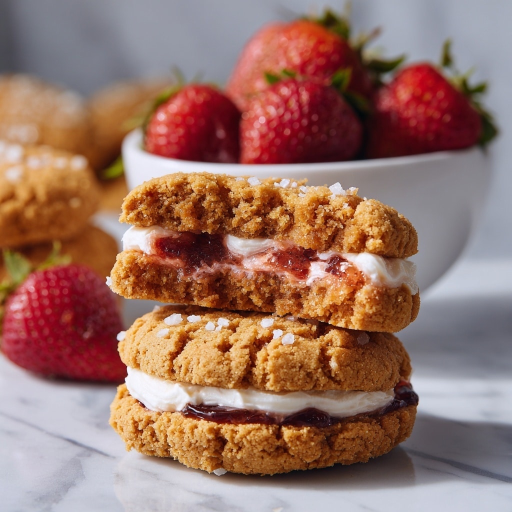 Cheesecake Cookies with Strawberry Jam and White Chocolate Recipe - Recipe Image