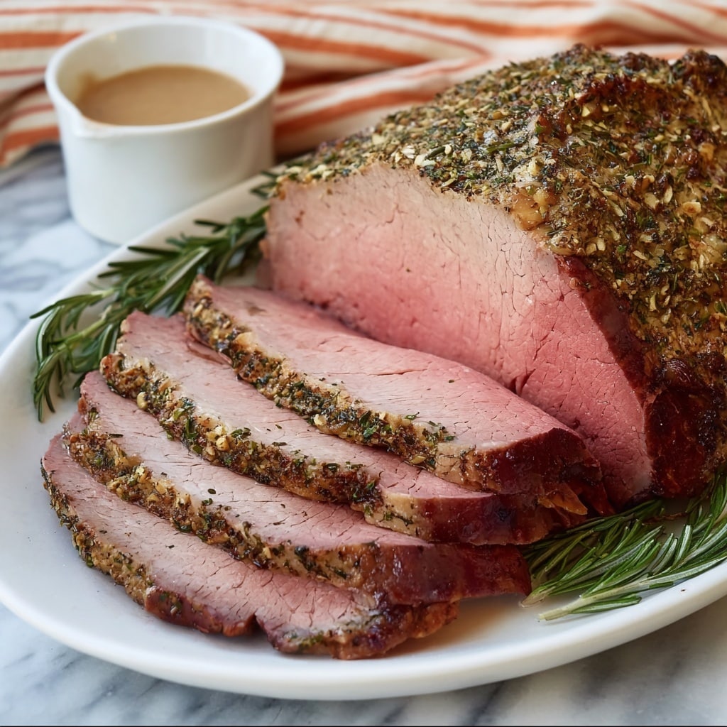 Herb Crusted Sirloin Tip Roast with Fennel Brown Gravy Recipe - Recipe Image
