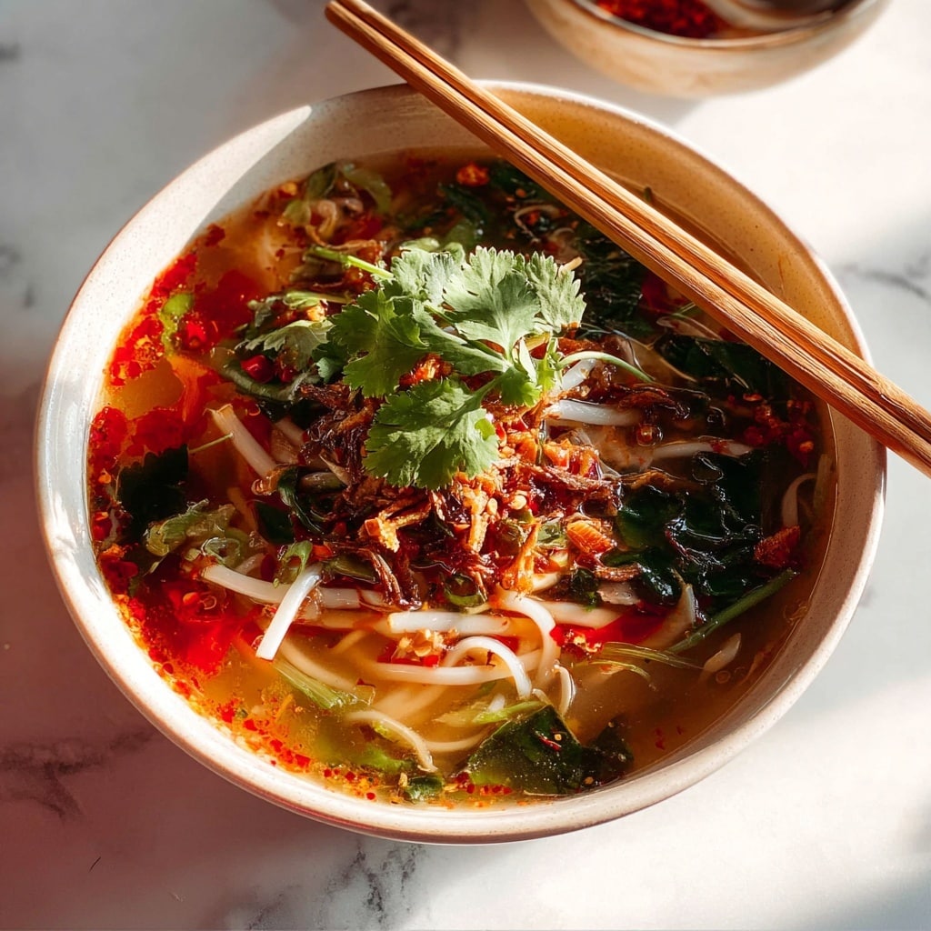 Quick Chinese Vegetable Soup with Enoki Mushrooms and Crispy Shallots Recipe