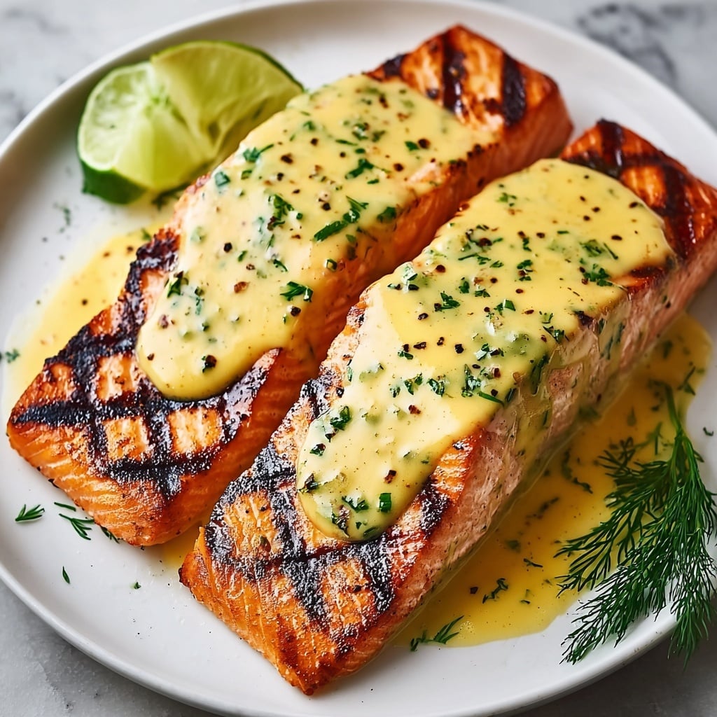 Grilled Salmon with Dijon Mustard Sauce Recipe - Recipe Image