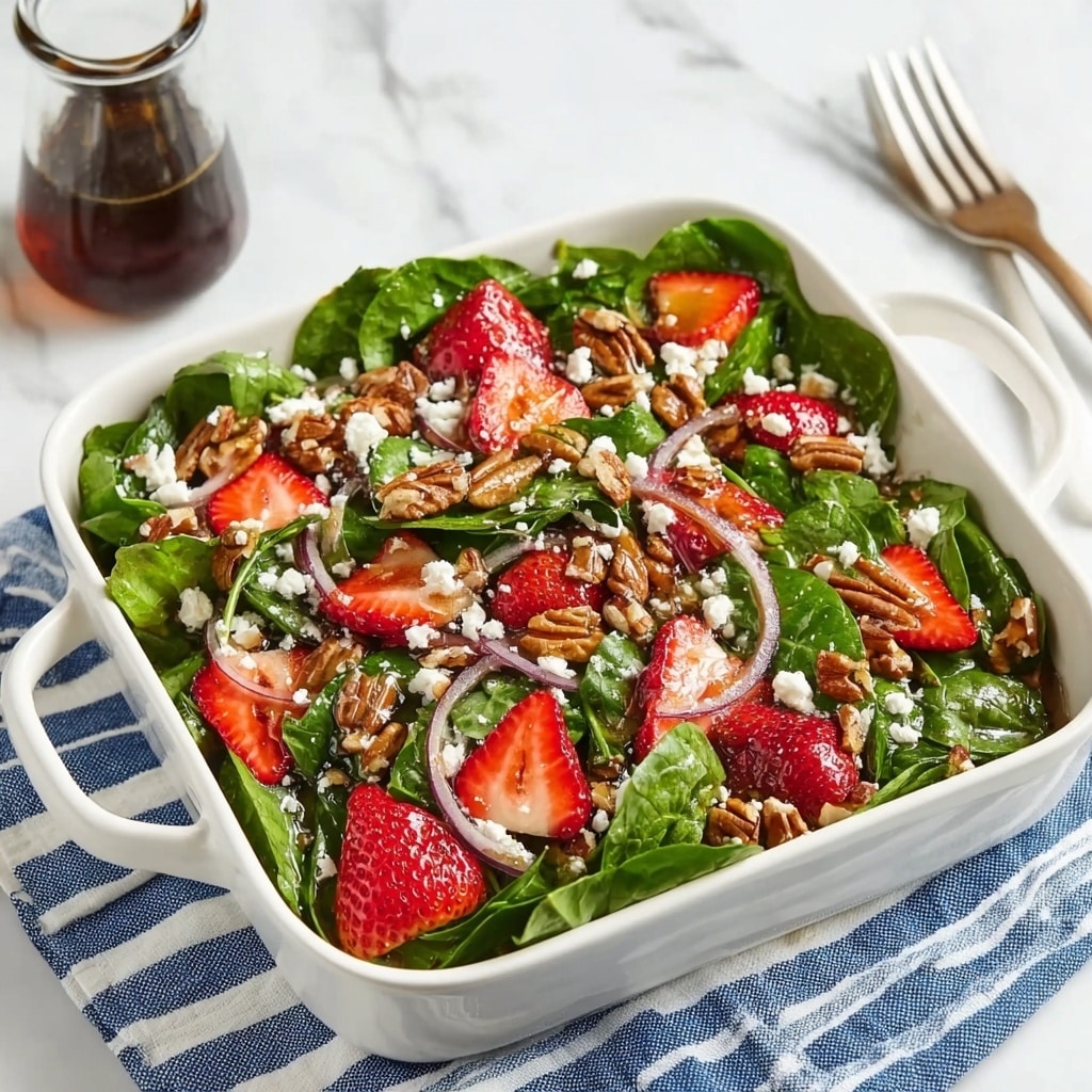 Spinach Strawberry Salad with Feta and Balsamic Dressing Recipe - Recipe Image