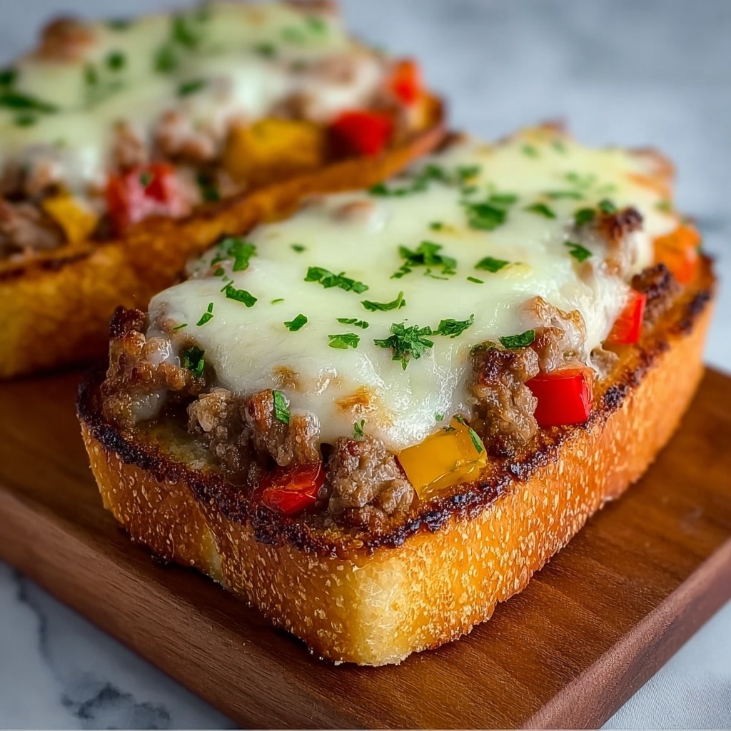 Cheesesteak-Stuffed Garlic Bread Loaf Recipe - Recipe Image