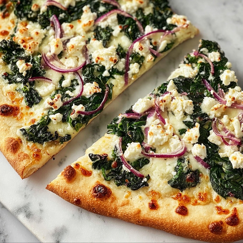 Tasty Spinach and Feta Flatbread Pizza Recipe - Recipe Image