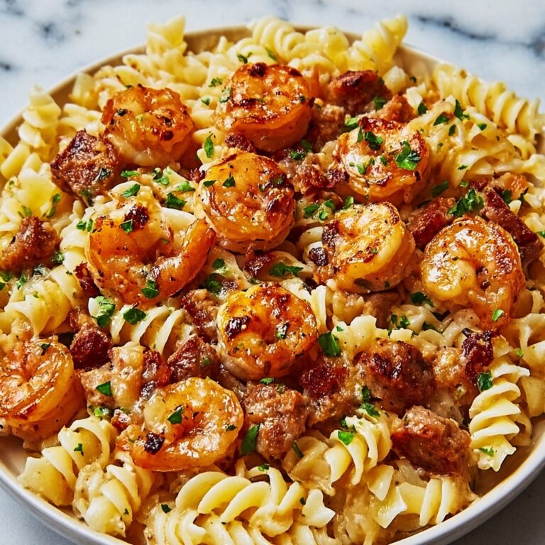 Garlic Butter Shrimp and Sausage Skillet Pasta Recipe