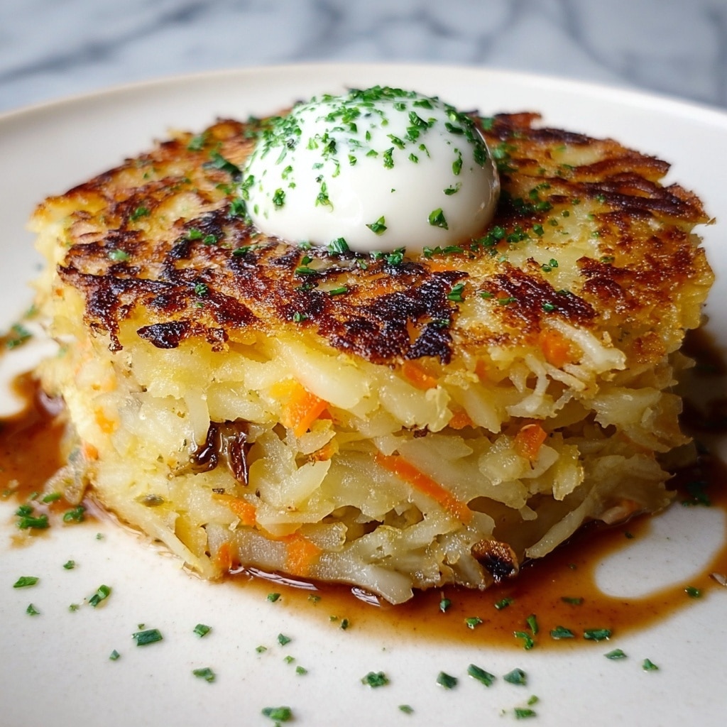 Potato-Parsnip Rosti with Caramelized Onion Sour Cream Recipe - Recipe Image