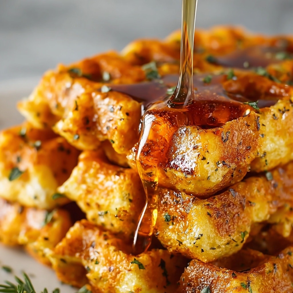 Cornbread Waffle Bites with Smoked Gouda and Honey Recipe - Recipe Image