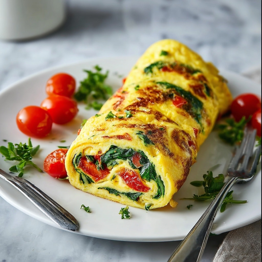 Scrumptious Spinach Omelet Roll-Up for a Healthy Morning! - Recipe Image
